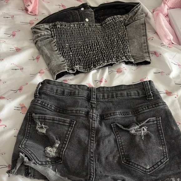 Gray Denim Bustier and Shorts Set - XS - Picture 4 of 6